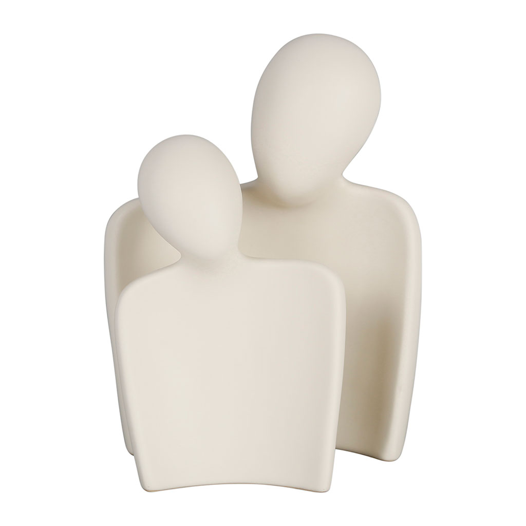 Lot de 2 décoration abstraite en grès écru - Greeka