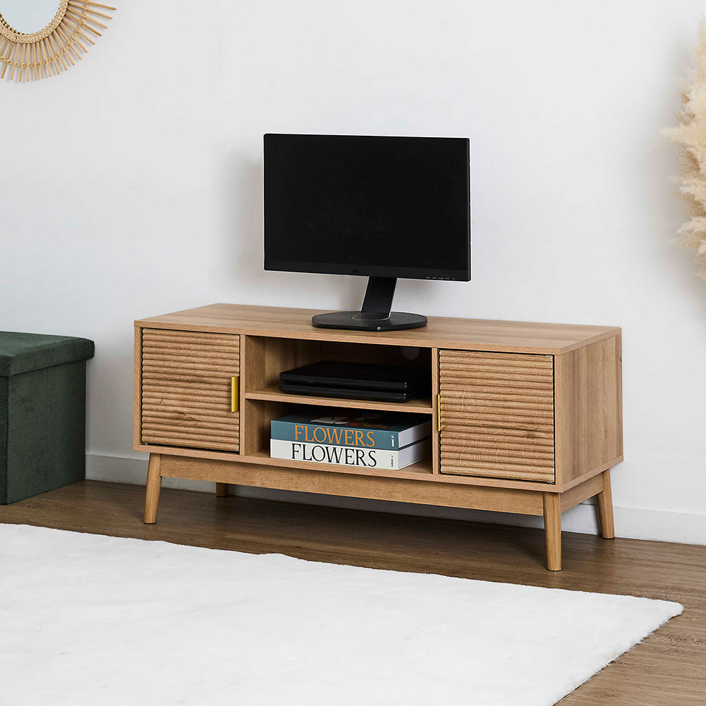 Meuble TV 2 portes en bois L110cm - Tiphaine