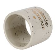 Rond de serviette "Mamie d'amour" en grès blanc moucheté d4cm