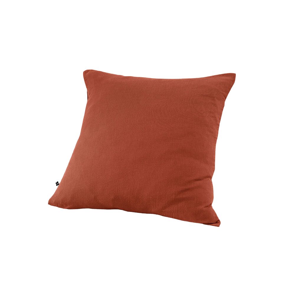 Taie d'oreiller en gaze de coton unie terracotta 60x60cm - Gaia